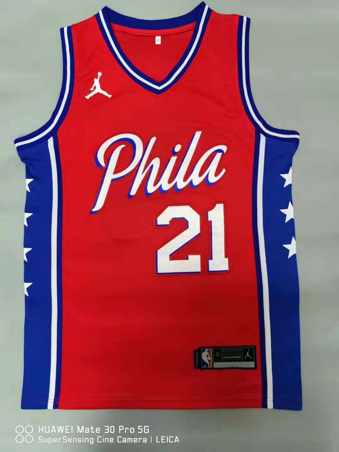 Men Philadelphia 76ers 21 Embiid Red 2021 Game NBA Jersey
